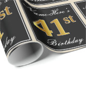 Elegant, Faux Gold 41st Birthday + Eigen naam Cadeaupapier (Rol Hoek)