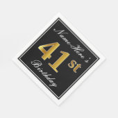 Elegant, Faux Gold 41st Birthday + Eigen naam Servet (Hoek)