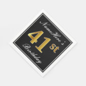 Elegant, Faux Gold 41st Birthday + Eigen naam Servet (Hoek)