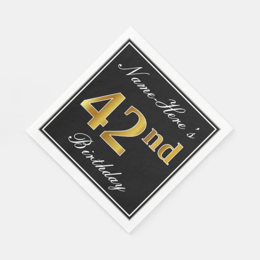 Elegant, Faux Gold 42e verjaardag + Eigen naam Servet (Hoek)