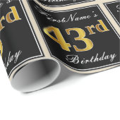 Elegant, Faux Gold 43rd Birthday + Eigen naam Cadeaupapier (Rol Hoek)