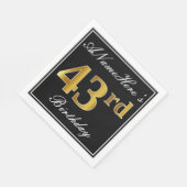 Elegant, Faux Gold 43rd Birthday + Eigen naam Servet (Hoek)