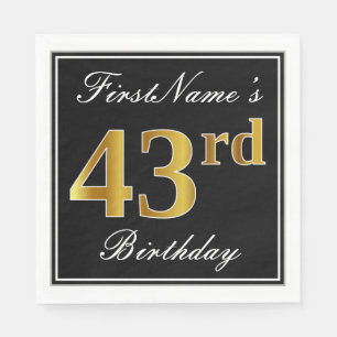 Elegant, Faux Gold 43rd Birthday + Eigen naam Servet