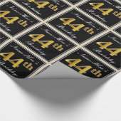 Elegant, Faux Gold 44th Birthday + Eigen naam Cadeaupapier (Hoek)