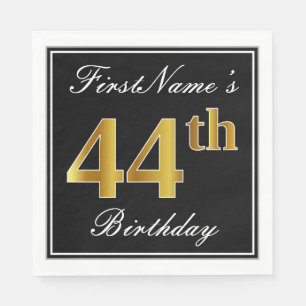 Elegant, Faux Gold 44th Birthday + Eigen naam Servet