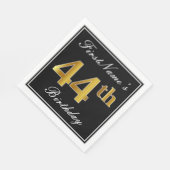 Elegant, Faux Gold 44th Birthday + Eigen naam Servet (Hoek)