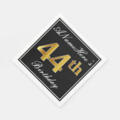 Elegant, Faux Gold 44th Birthday + Eigen naam Servet (Hoek)