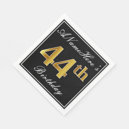 Elegant, Faux Gold 44th Birthday + Eigen naam Servet (Hoek)