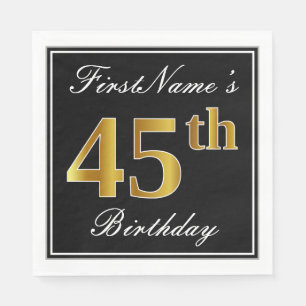 Elegant, Faux Gold 45th Birthday + Eigen naam Servet