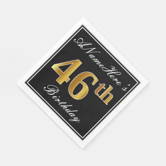 Elegant, Faux Gold 46th Birthday + Eigen naam Servet (Hoek)