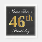 Elegant, Faux Gold 46th Birthday + Eigen naam Servet (Voorkant)