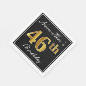 Elegant, Faux Gold 46th Birthday + Eigen naam Servet (Hoek)