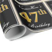 Elegant, Faux Gold 47th Birthday + Eigen naam Cadeaupapier (Rol Hoek)