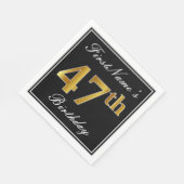Elegant, Faux Gold 47th Birthday + Eigen naam Servet (Hoek)