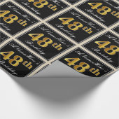 Elegant, Faux Gold 48th Birthday + Eigen naam Cadeaupapier (Hoek)