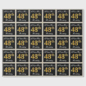 Elegant, Faux Gold 48th Birthday + Eigen naam Cadeaupapier (Vlak)