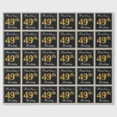 Elegant, Faux Gold 49th Birthday + Eigen naam Cadeaupapier (Vlak)