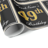 Elegant, Faux Gold 49th Birthday + Eigen naam Cadeaupapier (Rol Hoek)