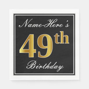 Elegant, Faux Gold 49th Birthday + Eigen naam Servet