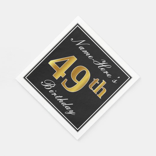 Elegant, Faux Gold 49th Birthday + Eigen naam Servet (Hoek)
