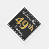 Elegant, Faux Gold 49th Birthday + Eigen naam Servet (Hoek)