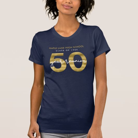 Elegant Faux Gold 50 jaar klasse reünie T-shirt (Voorkant)