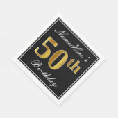 Elegant, Faux Gold 50th Birthday + Eigen naam Servetten (Hoek)
