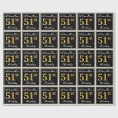 Elegant, Faux Gold 51st Birthday + Eigen naam Cadeaupapier (Vlak)