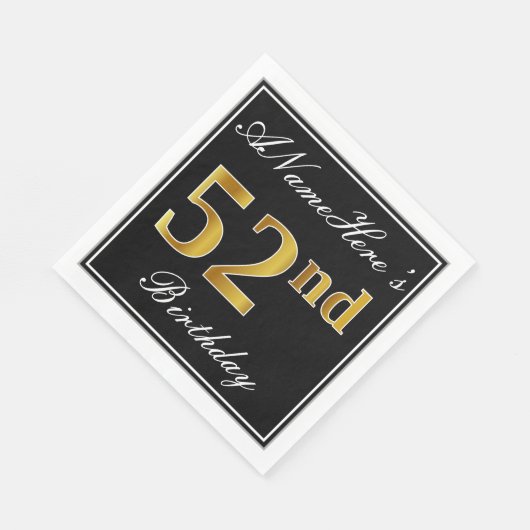 Elegant, Faux Gold 52e verjaardag + Eigen naam Servet (Hoek)