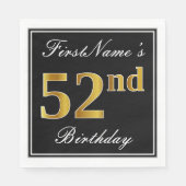 Elegant, Faux Gold 52e verjaardag + Eigen naam Servet (Voorkant)