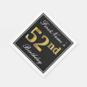 Elegant, Faux Gold 52e verjaardag + Eigen naam Servet (Hoek)