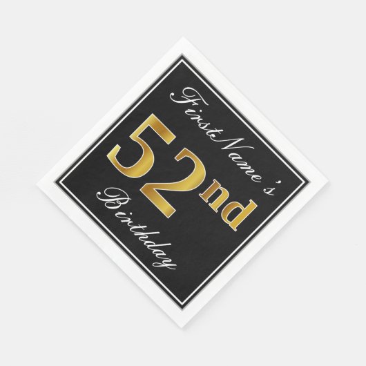 Elegant, Faux Gold 52e verjaardag + Eigen naam Servet (Hoek)