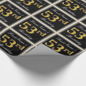 Elegant, Faux Gold 53rd Birthday + Eigen naam Cadeaupapier (Hoek)