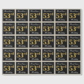 Elegant, Faux Gold 53rd Birthday + Eigen naam Cadeaupapier (Vlak)