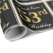 Elegant, Faux Gold 53rd Birthday + Eigen naam Cadeaupapier (Rol Hoek)