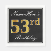 Elegant, Faux Gold 53rd Birthday + Eigen naam Servet (Voorkant)