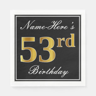 Elegant, Faux Gold 53rd Birthday + Eigen naam Servet