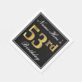 Elegant, Faux Gold 53rd Birthday + Eigen naam Servet (Hoek)