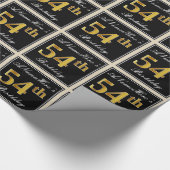 Elegant, Faux Gold 54th Birthday + Eigen naam Cadeaupapier (Hoek)