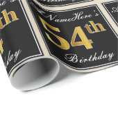 Elegant, Faux Gold 54th Birthday + Eigen naam Cadeaupapier (Rol Hoek)