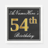Elegant, Faux Gold 54th Birthday + Eigen naam Servet (Voorkant)