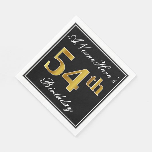 Elegant, Faux Gold 54th Birthday + Eigen naam Servet (Hoek)