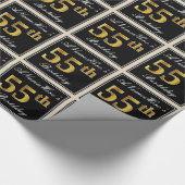 Elegant, Faux Gold 55th Birthday + Eigen naam Cadeaupapier (Hoek)