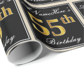 Elegant, Faux Gold 55th Birthday + Eigen naam Cadeaupapier (Rol Hoek)