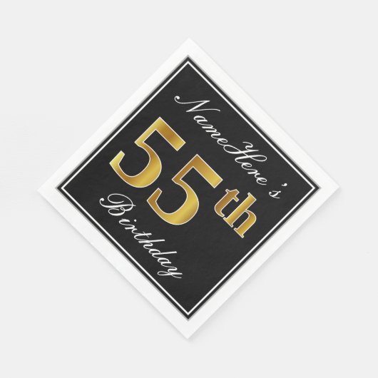Elegant, Faux Gold 55th Birthday + Eigen naam Servetten (Hoek)