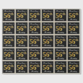 Elegant, Faux Gold 56th Birthday + Eigen naam Cadeaupapier (Vlak)