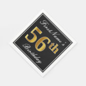 Elegant, Faux Gold 56th Birthday + Eigen naam Servet (Hoek)