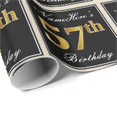 Elegant, Faux Gold 57th Birthday + Eigen naam Cadeaupapier (Rol Hoek)