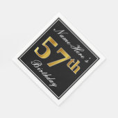 Elegant, Faux Gold 57th Birthday + Eigen naam Servet (Hoek)