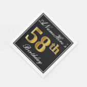 Elegant, Faux Gold 58th Birthday + Eigen naam Servet (Hoek)